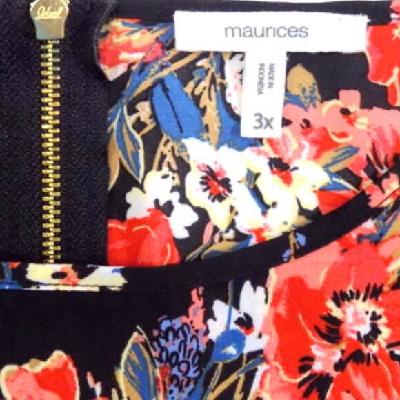 Maurices Women's Black Multicolor Floral Short Sleeve Top – Size: 3X - Picture 4 of 11